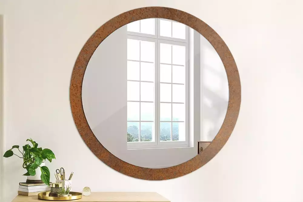 Miroir rond avec décoration Métal rouillé