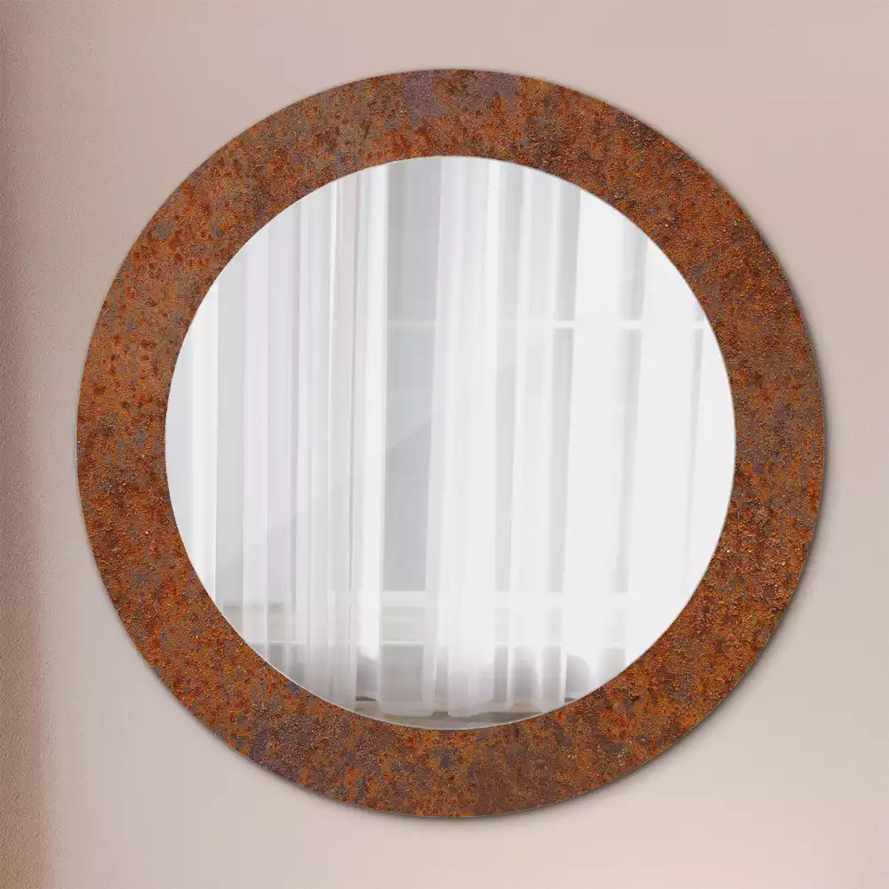Miroir rond avec décoration Métal rouillé