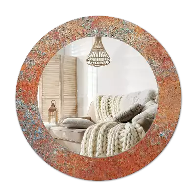 Miroir rond imprimé Métal rouillé