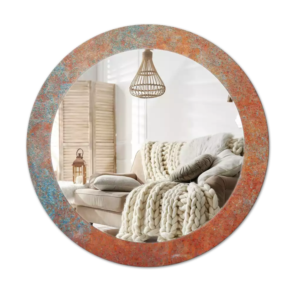 Miroir rond imprimé Métal rouillé