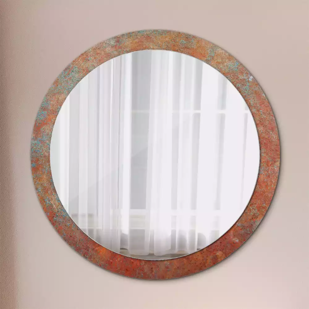 Miroir rond imprimé Métal rouillé