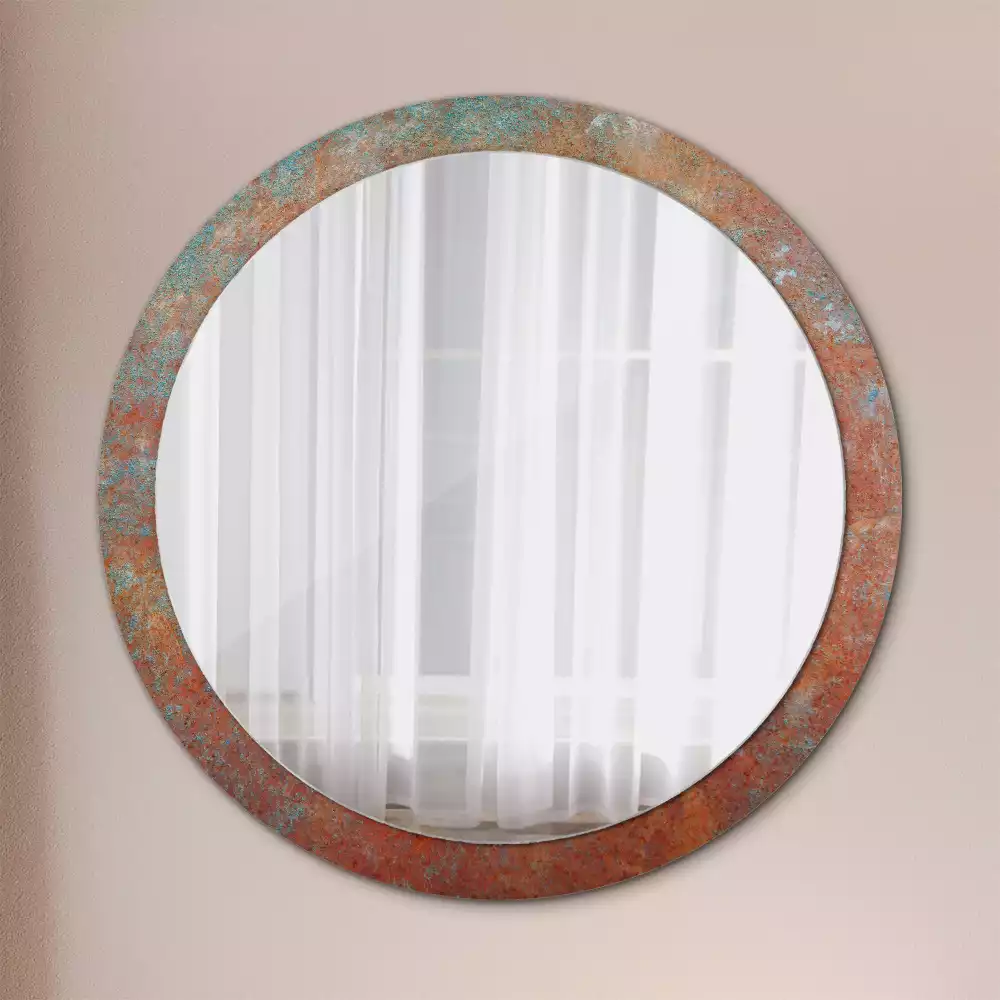 Miroir rond imprimé Métal rouillé