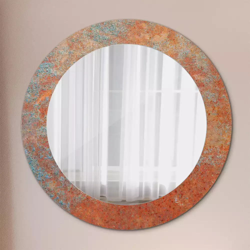 Miroir rond imprimé Métal rouillé