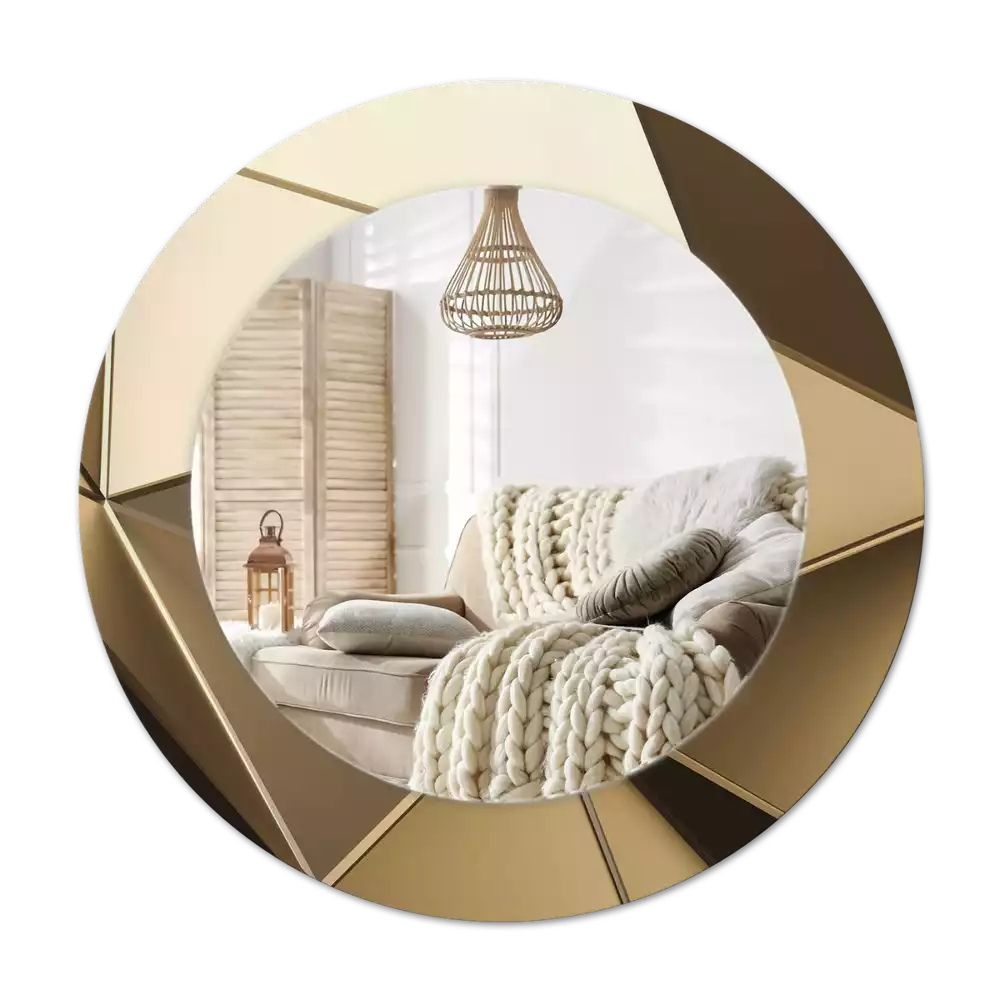 Miroir rond cadre avec impression Abstraction moderne