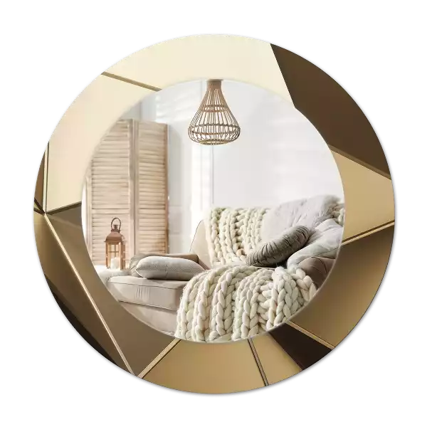 Miroir rond cadre avec impression Abstraction moderne