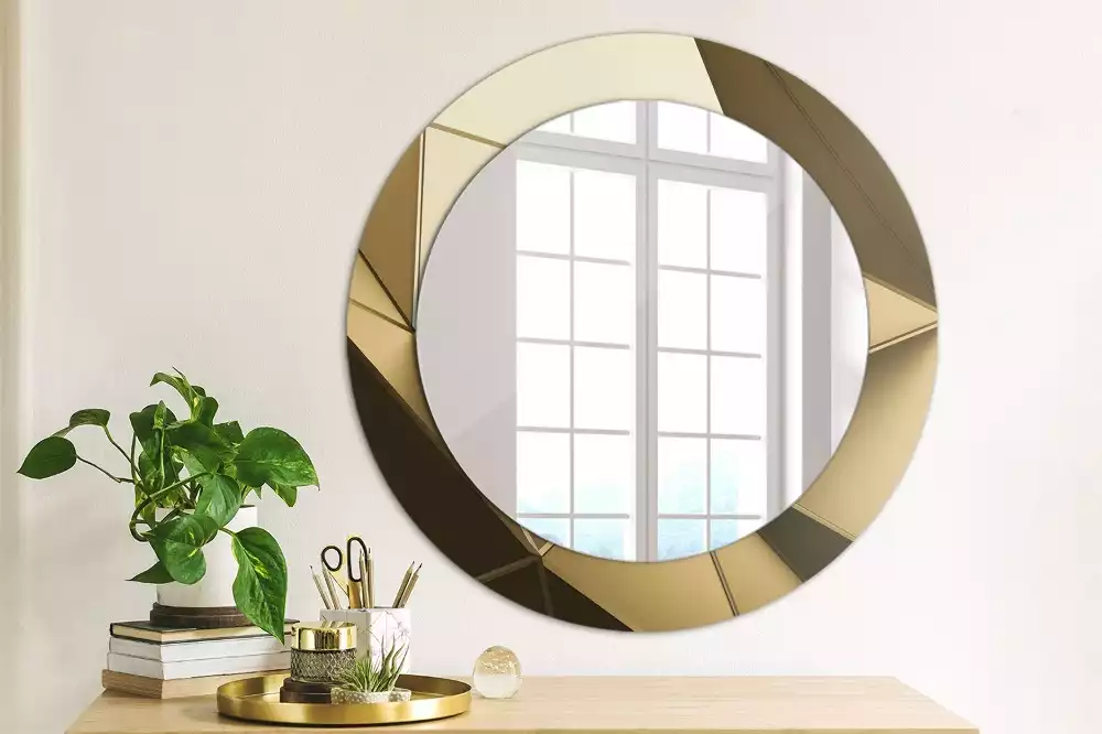 Miroir rond cadre avec impression Abstraction moderne