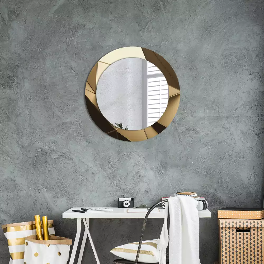 Miroir rond cadre avec impression Abstraction moderne