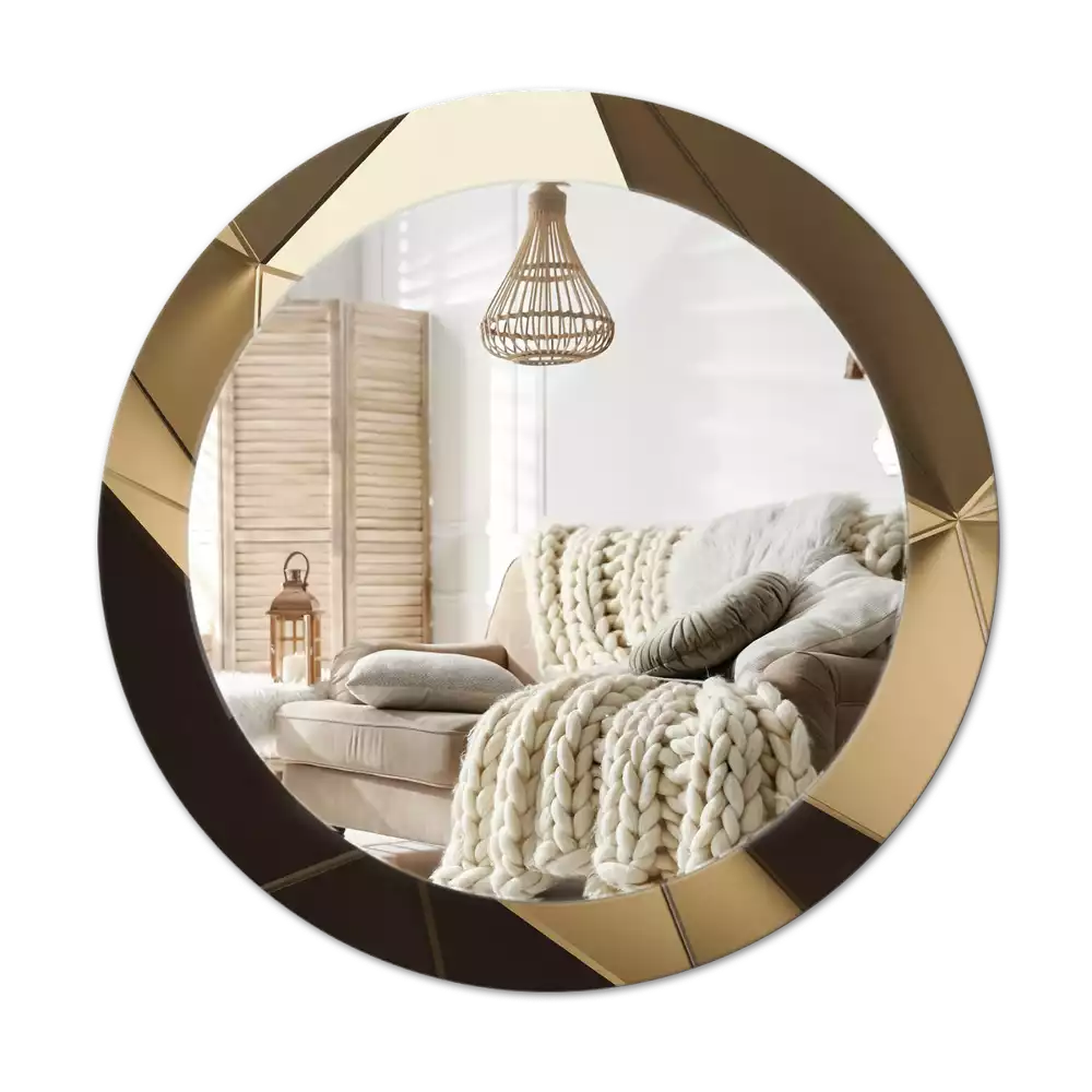 Miroir rond cadre avec impression Abstraction moderne