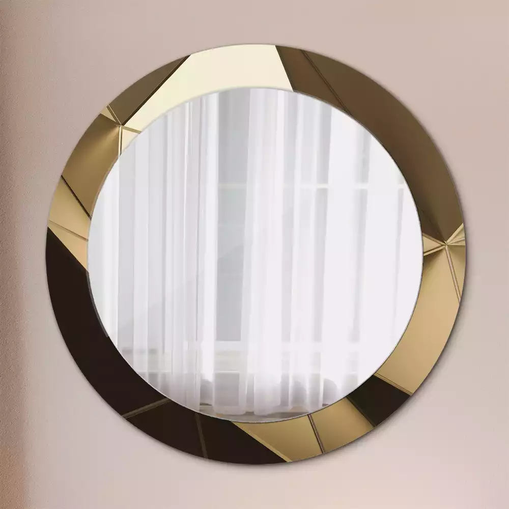 Miroir rond cadre avec impression Abstraction moderne