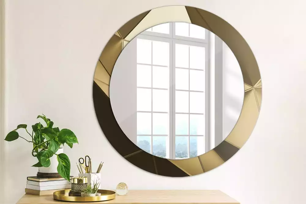 Miroir rond cadre avec impression Abstraction moderne