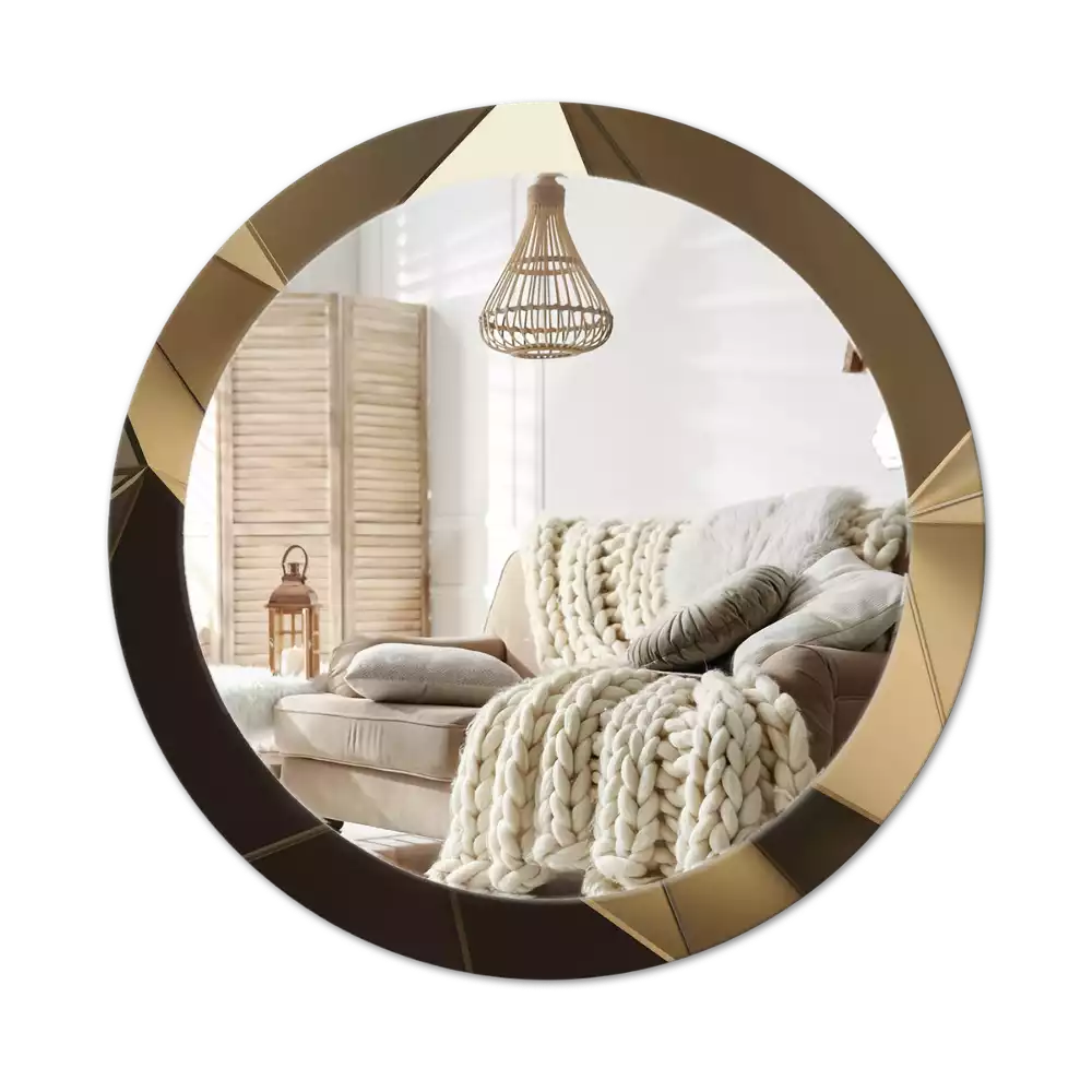 Miroir rond cadre avec impression Abstraction moderne