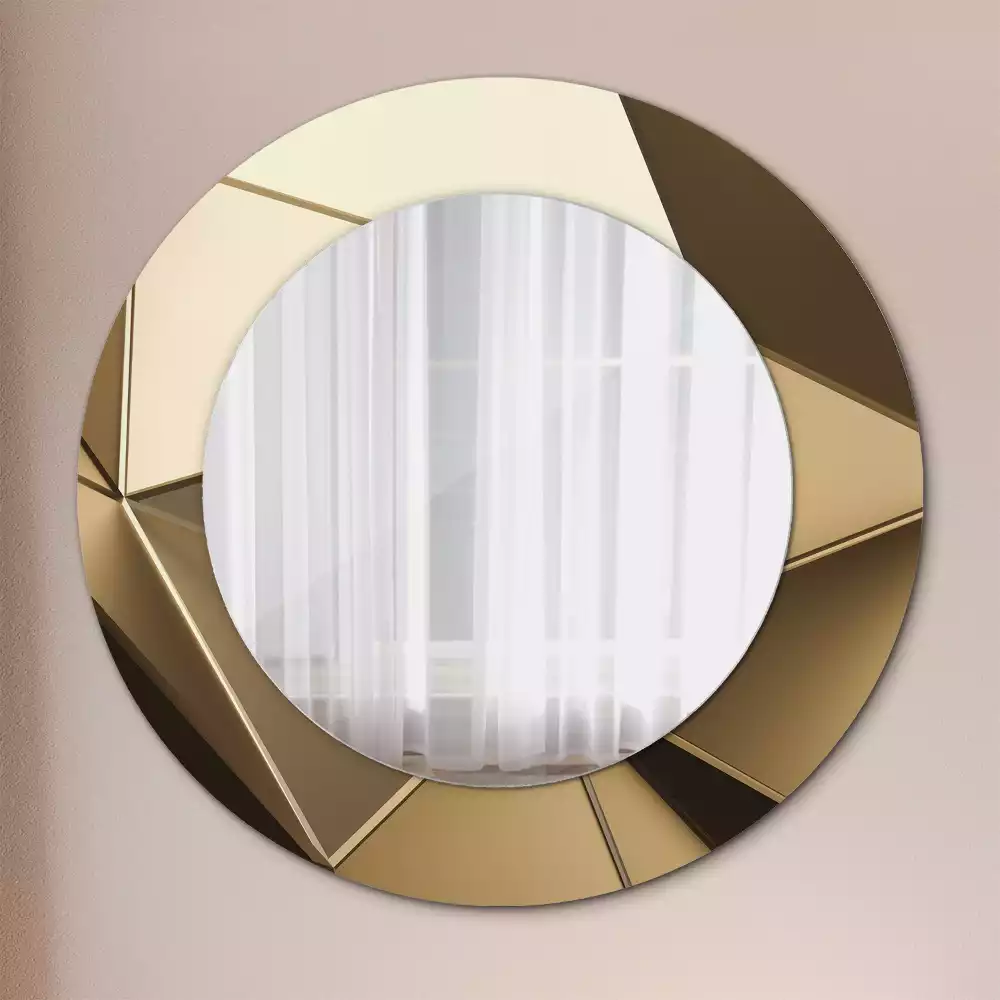 Miroir rond cadre avec impression Abstraction moderne