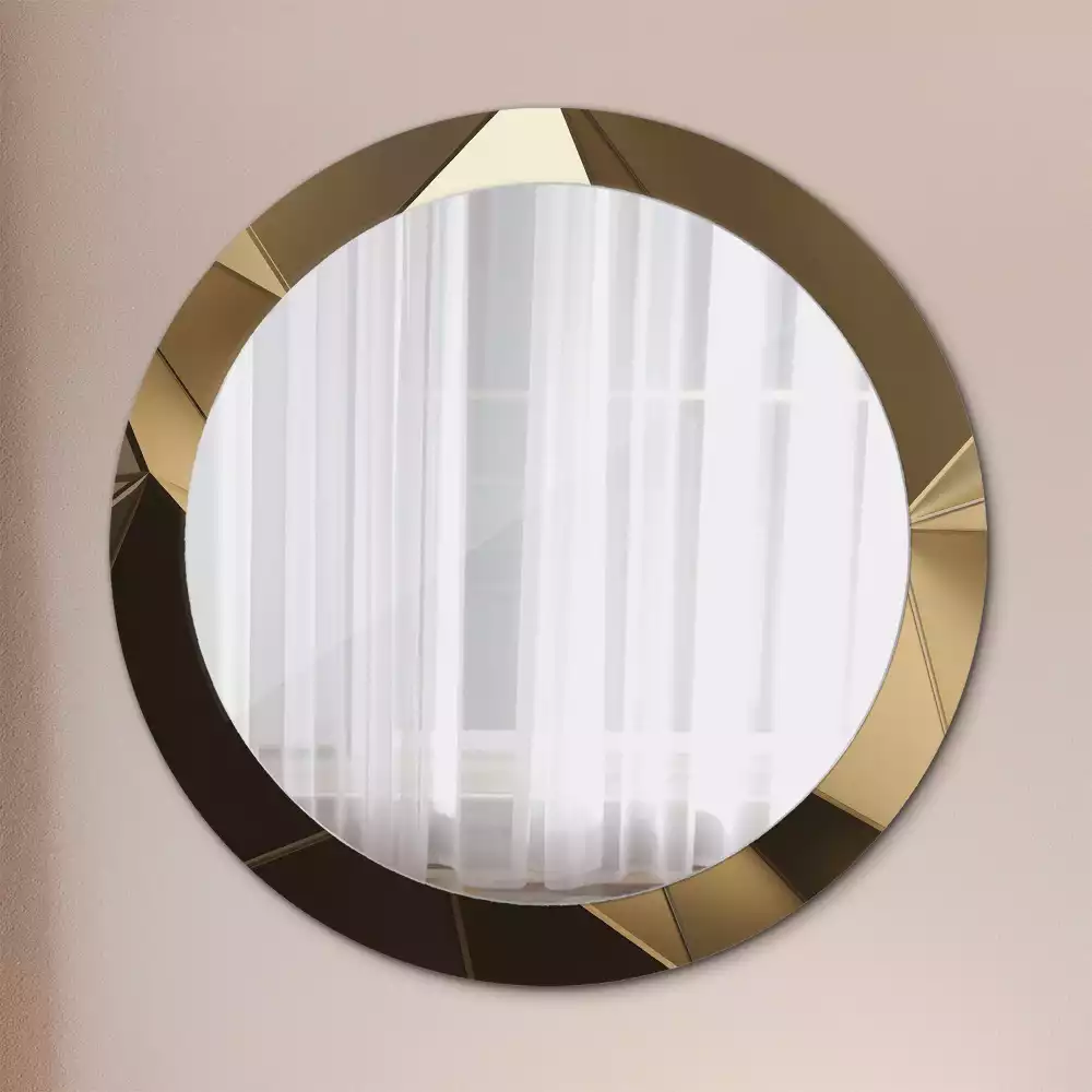 Miroir rond cadre avec impression Abstraction moderne