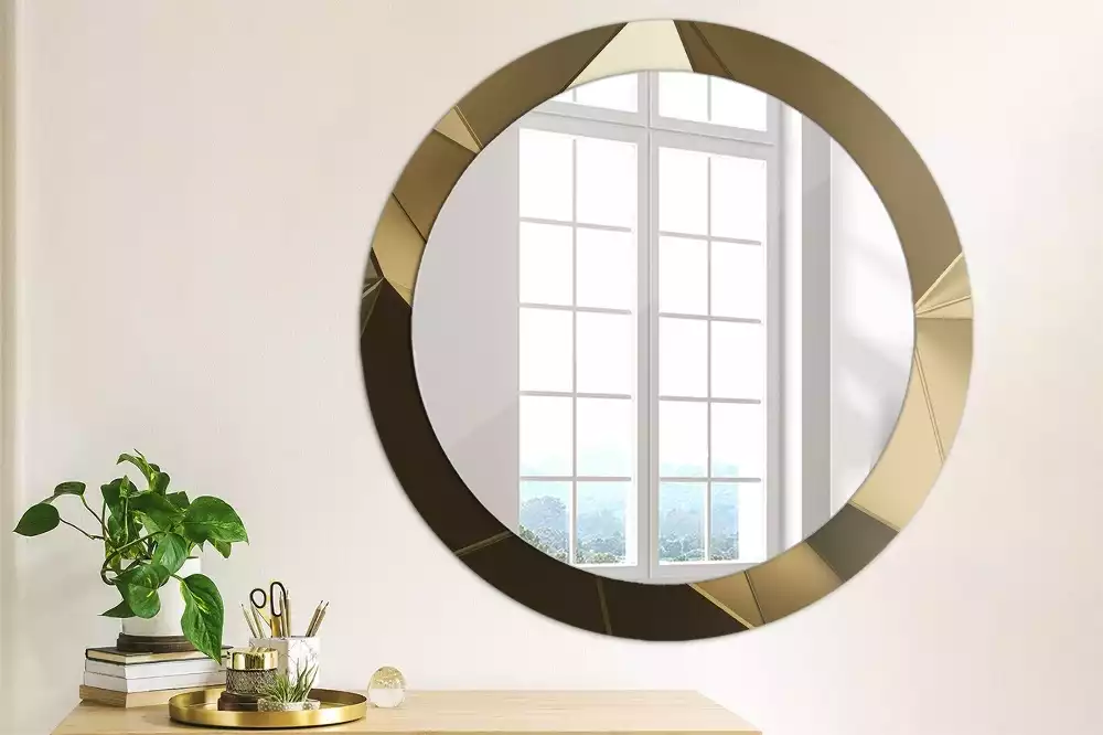 Miroir rond cadre avec impression Abstraction moderne