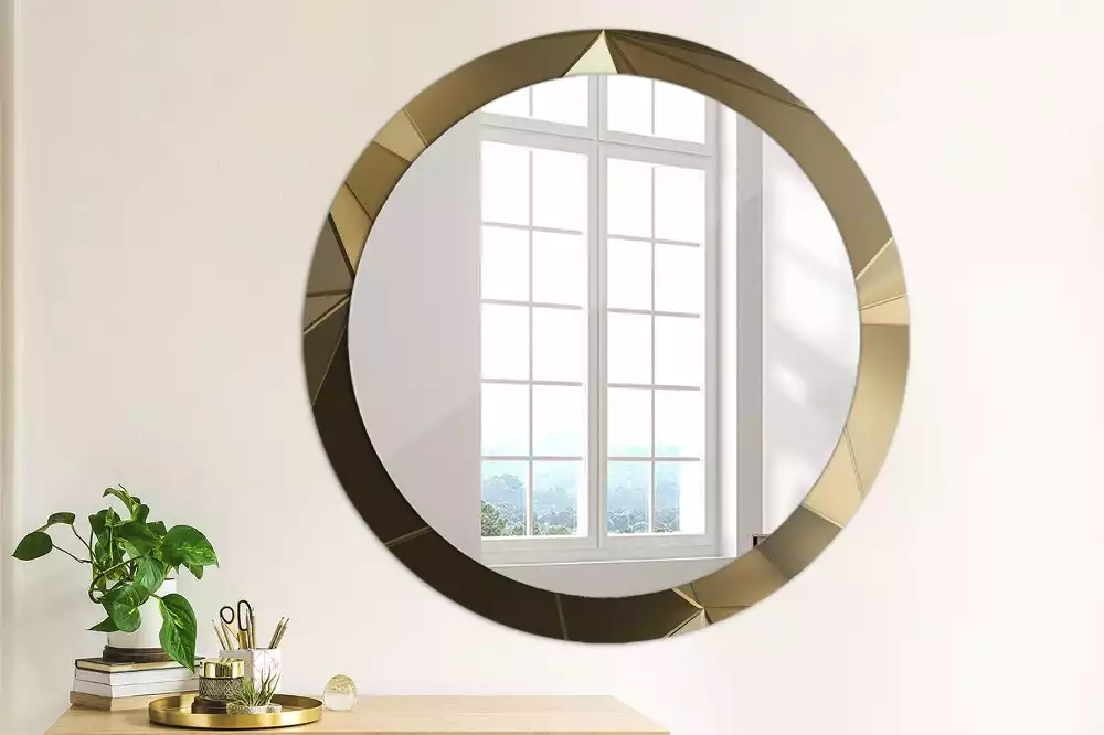 Miroir rond cadre avec impression Abstraction moderne