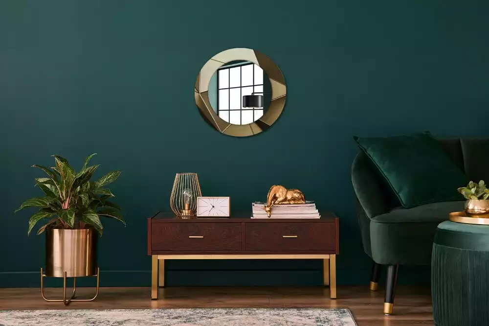 Miroir rond cadre avec impression Abstraction moderne