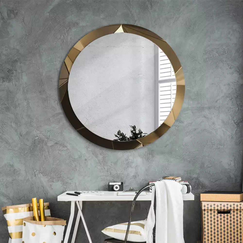 Miroir rond cadre avec impression Abstraction moderne
