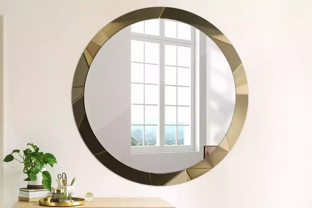 Miroir rond cadre avec impression Abstraction moderne
