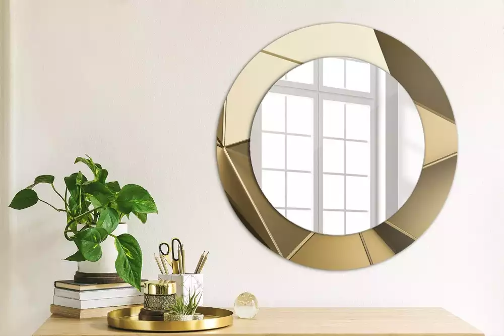 Miroir rond cadre avec impression Abstraction moderne