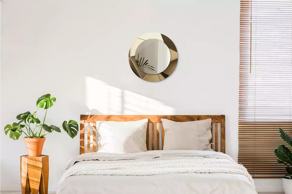 Miroir rond cadre avec impression Abstraction moderne