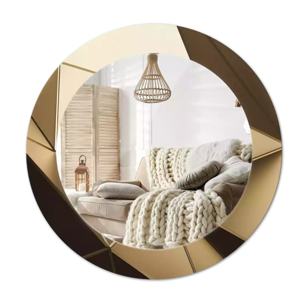 Miroir rond cadre avec impression Abstraction moderne