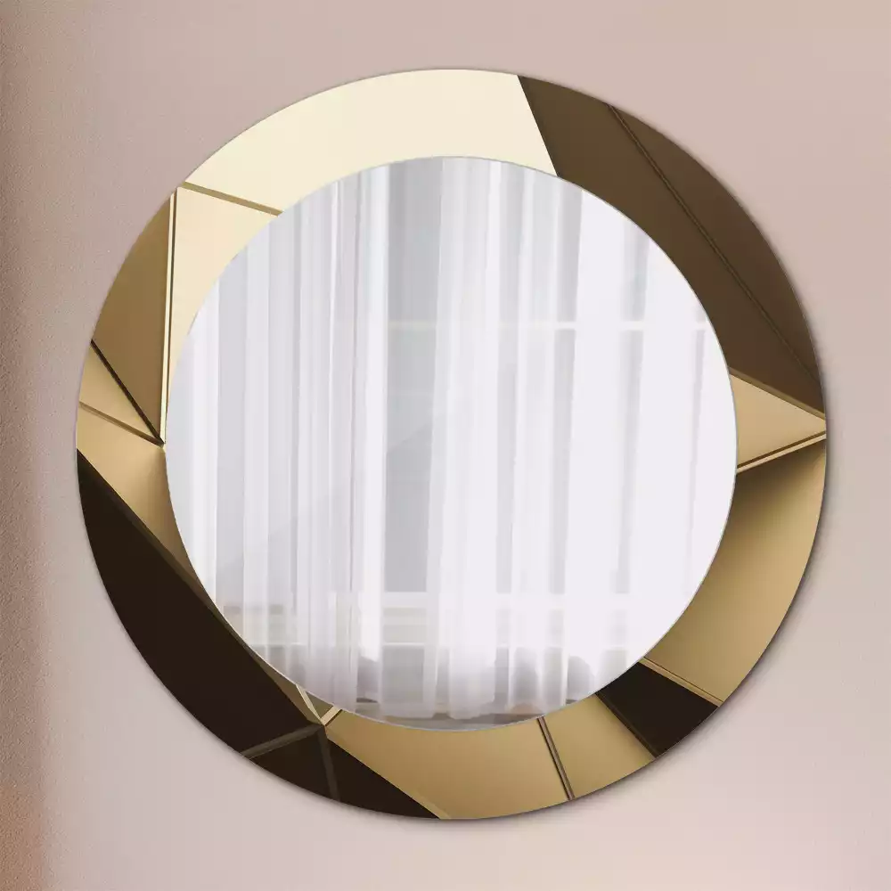 Miroir rond cadre avec impression Abstraction moderne