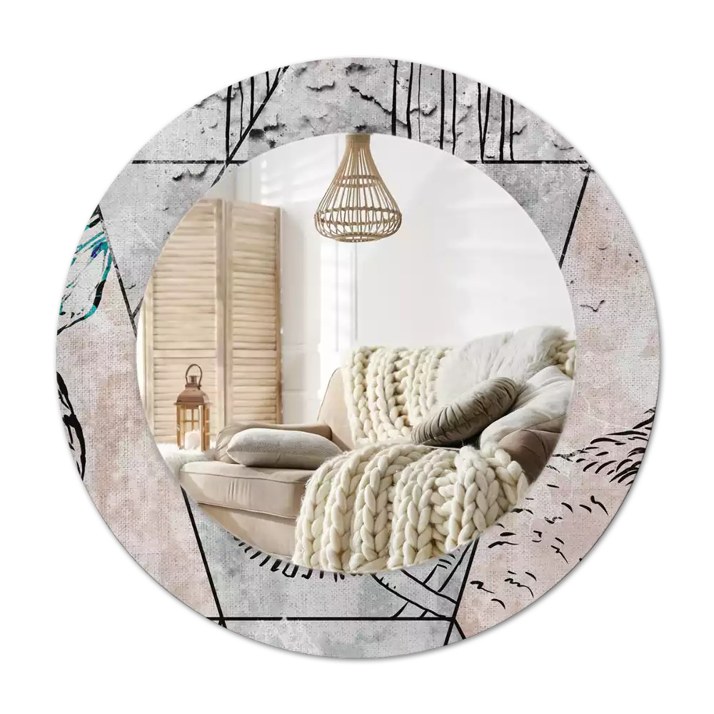 Miroir rond imprimé Abstraction animale