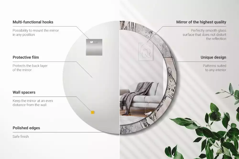 Miroir rond imprimé Abstraction animale