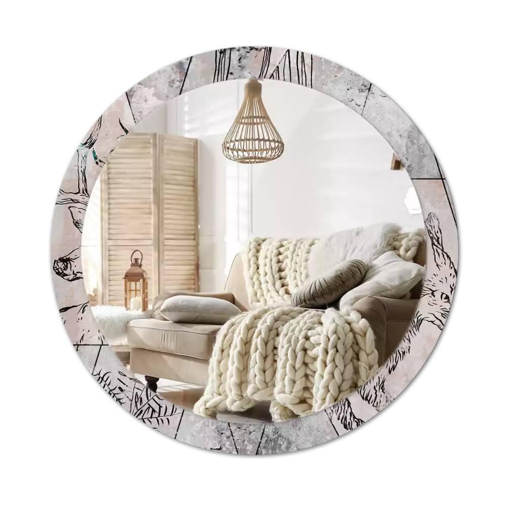 Miroir rond imprimé Abstraction animale