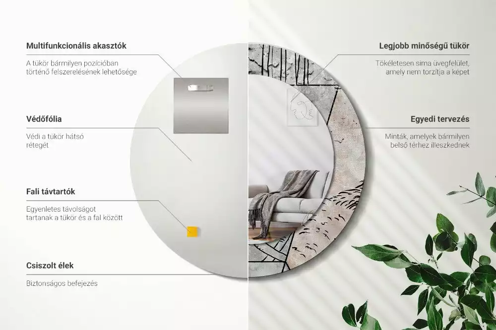 Miroir rond imprimé Abstraction animale