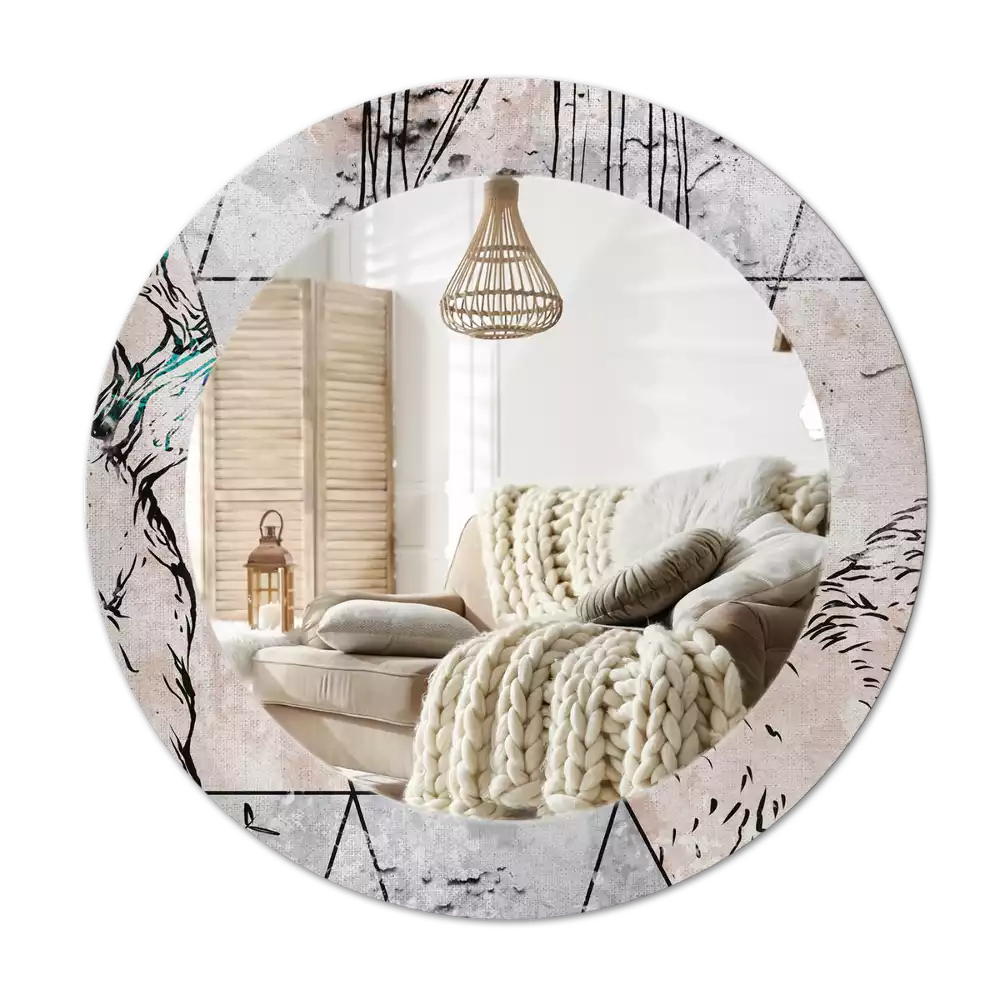 Miroir rond imprimé Abstraction animale