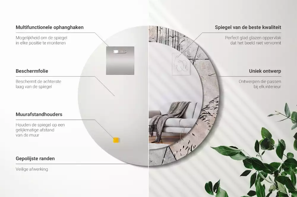 Miroir rond imprimé Abstraction animale