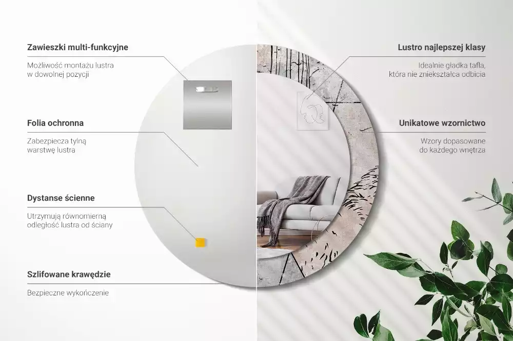 Miroir rond imprimé Abstraction animale