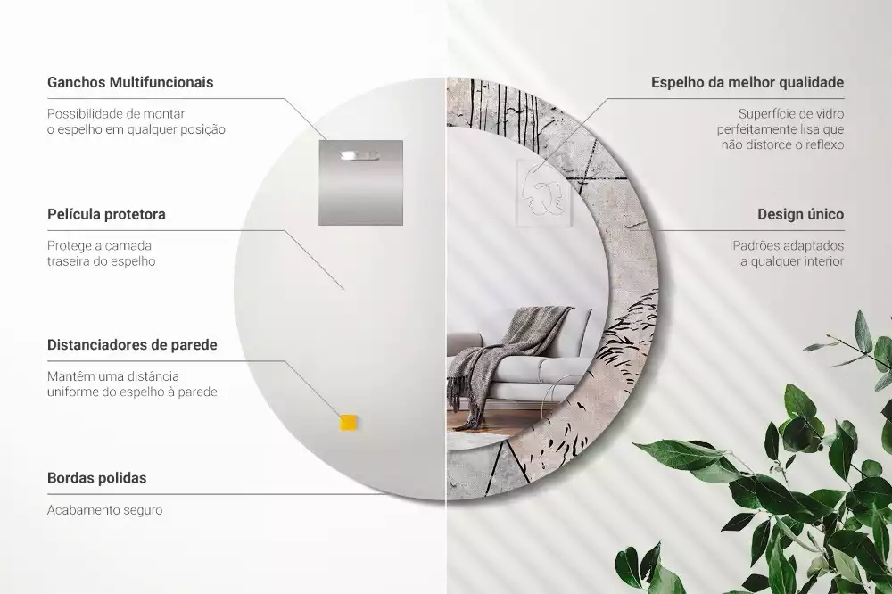 Miroir rond imprimé Abstraction animale