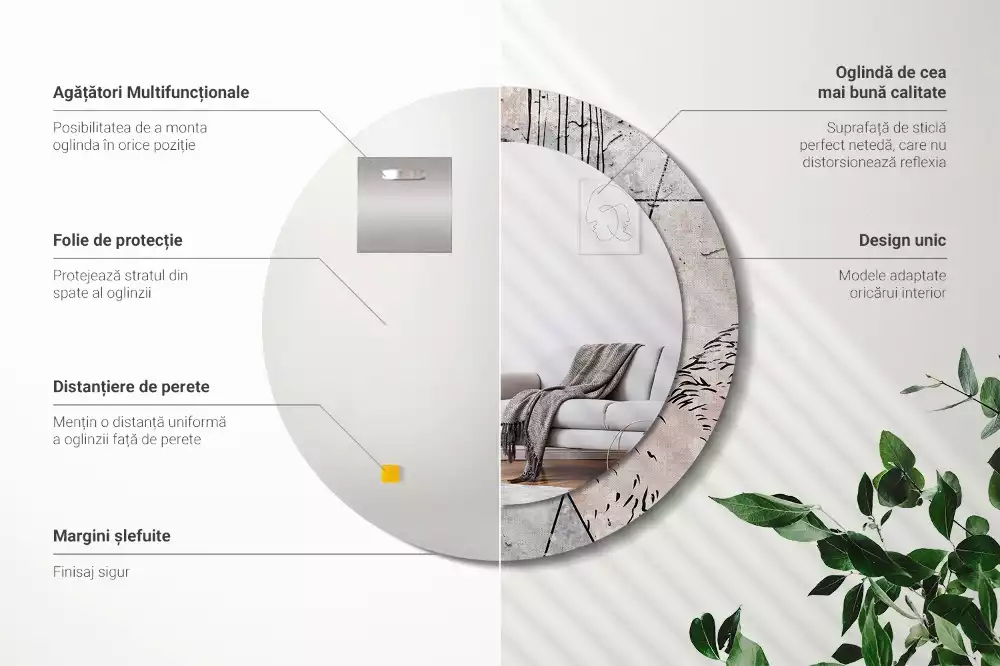 Miroir rond imprimé Abstraction animale