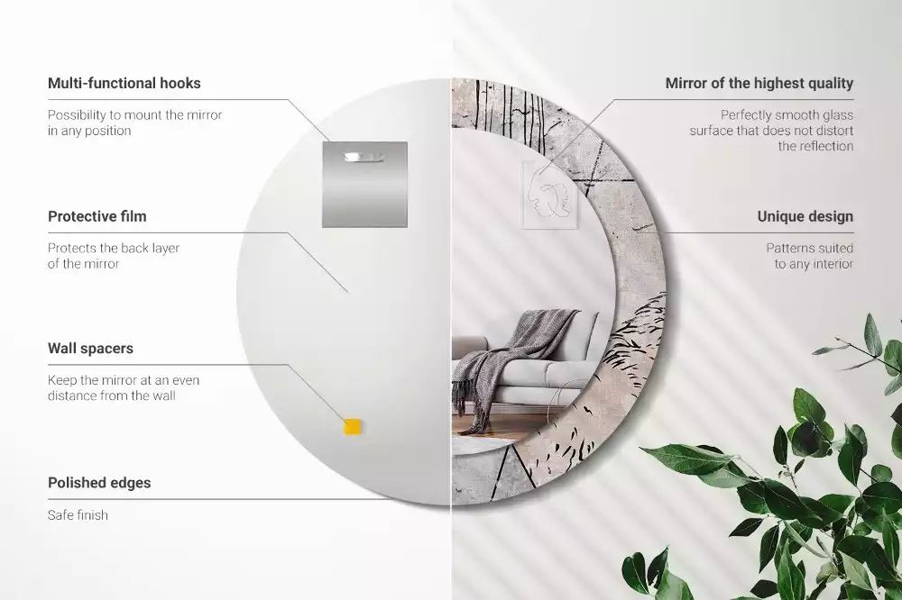Miroir rond imprimé Abstraction animale
