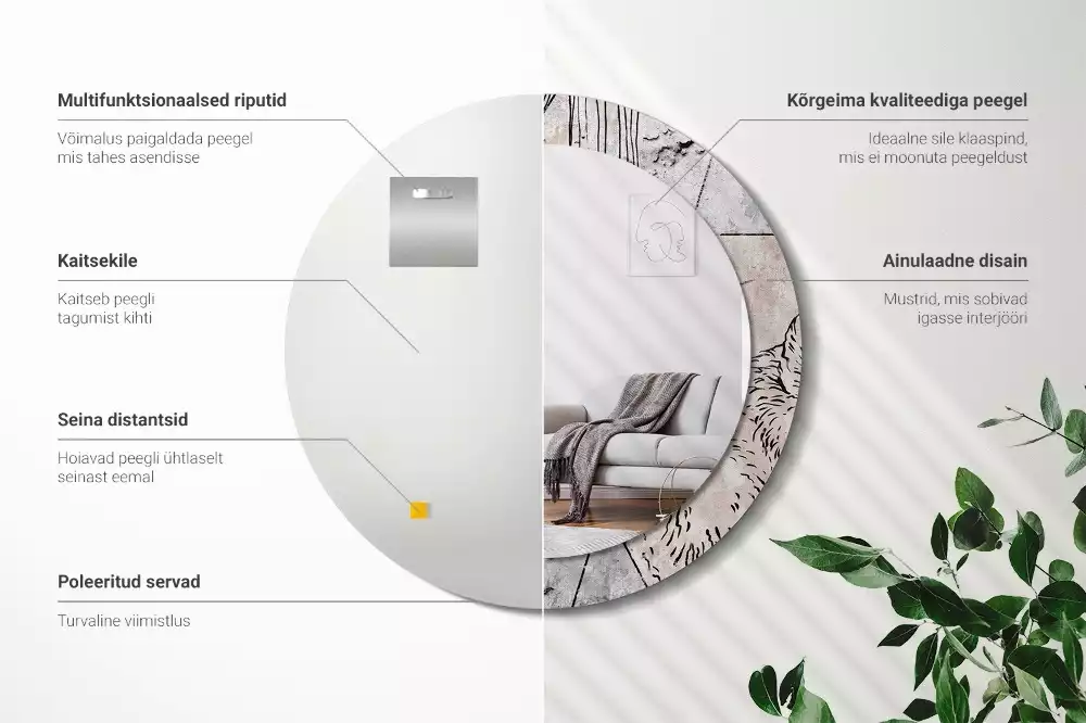 Miroir rond imprimé Abstraction animale