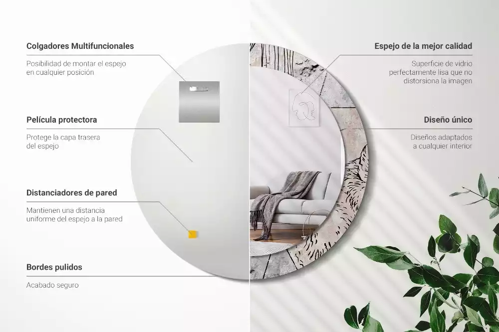 Miroir rond imprimé Abstraction animale