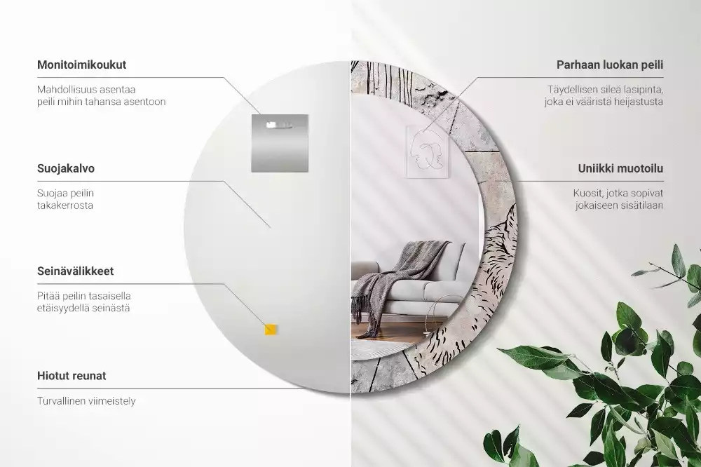 Miroir rond imprimé Abstraction animale