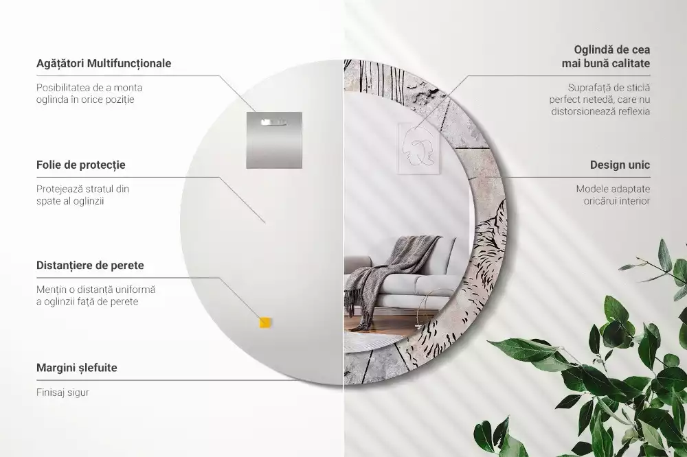 Miroir rond imprimé Abstraction animale