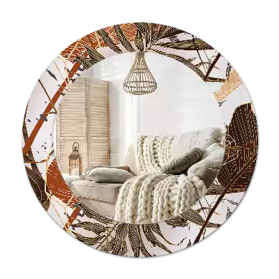 Miroir rond imprimé Feuilles de palmier
