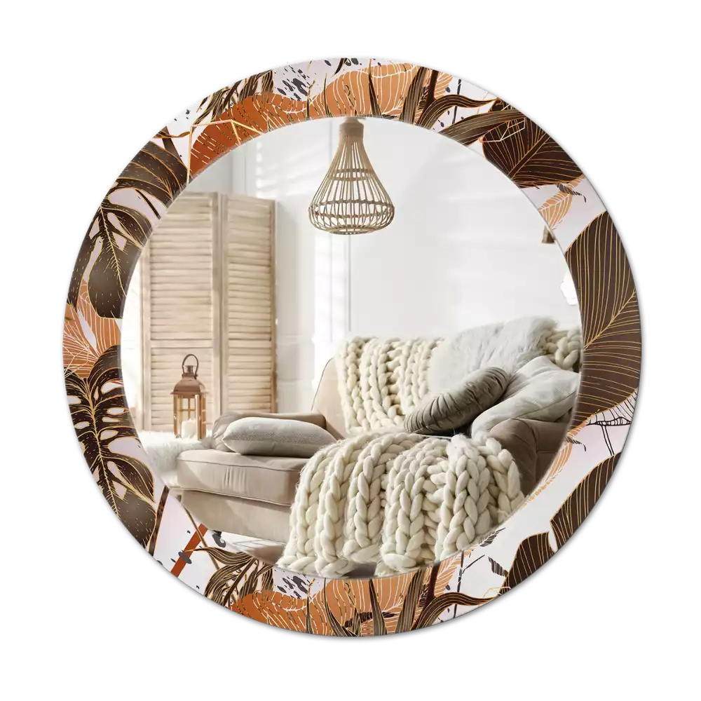Miroir rond imprimé Feuilles de palmier