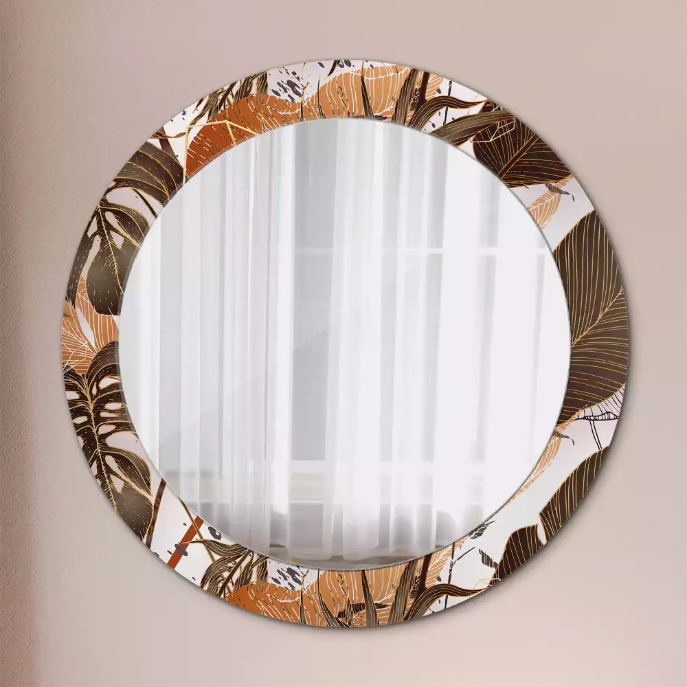 Miroir rond imprimé Feuilles de palmier