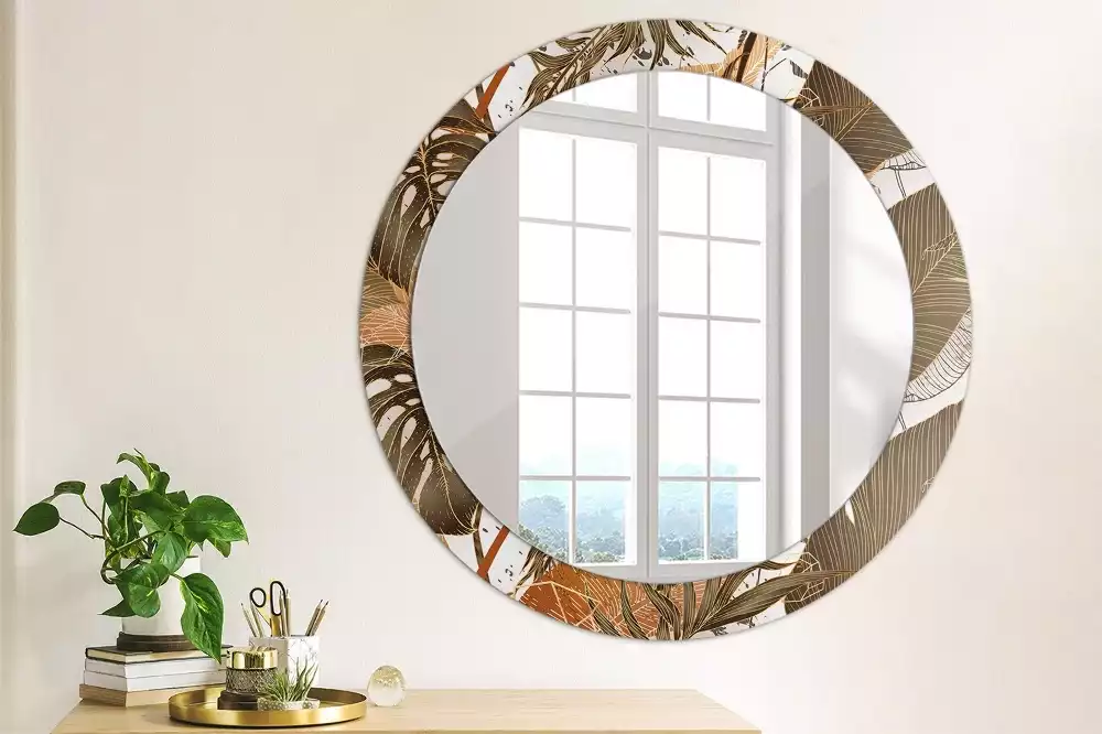 Miroir rond imprimé Feuilles de palmier