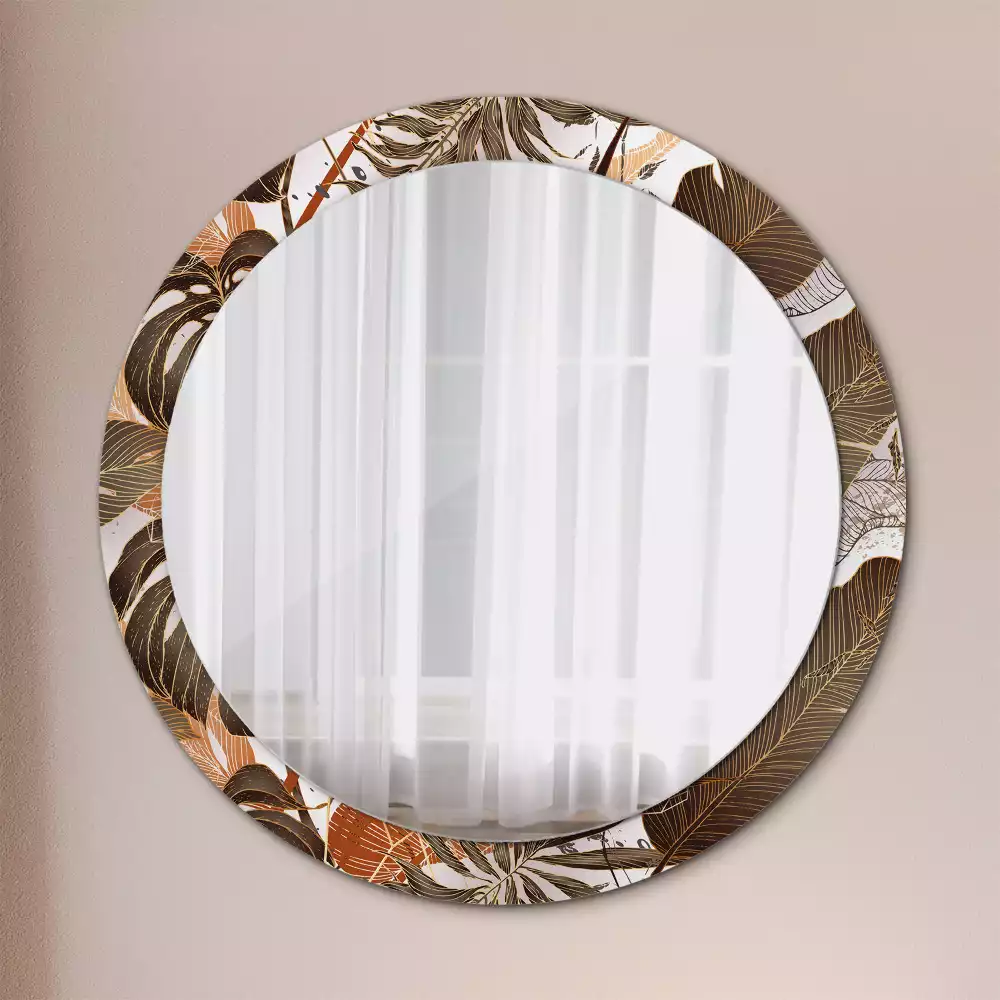 Miroir rond imprimé Feuilles de palmier