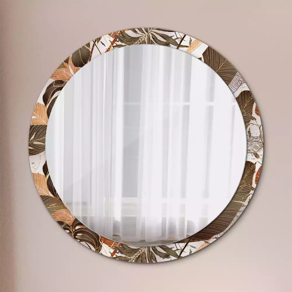 Miroir rond imprimé Feuilles de palmier