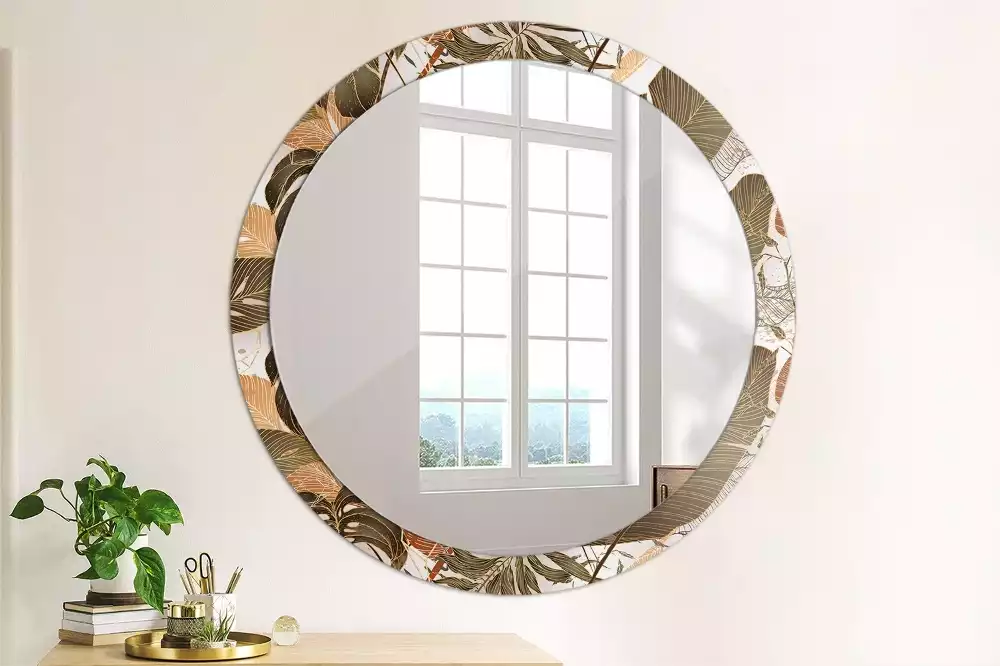 Miroir rond imprimé Feuilles de palmier
