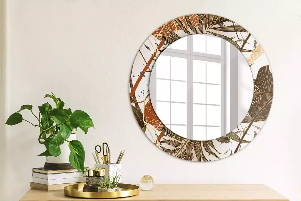 Miroir rond imprimé Feuilles de palmier