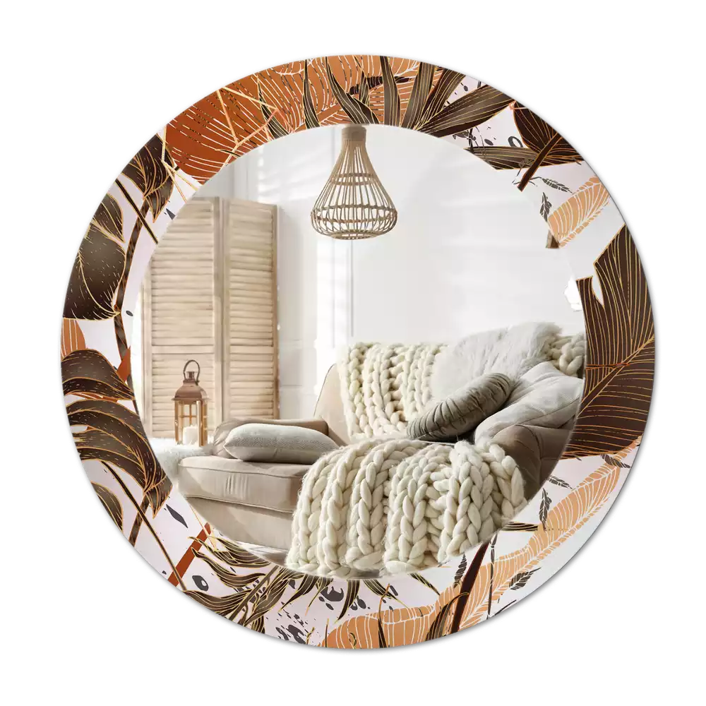 Miroir rond imprimé Feuilles de palmier