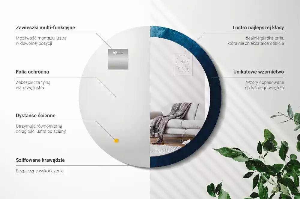 Miroir rond avec décoration Art abstrait